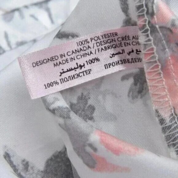 La  Vie En Rose Floral Satin Robe Grey Pink Size Small/Medium - Picture 8 of 8